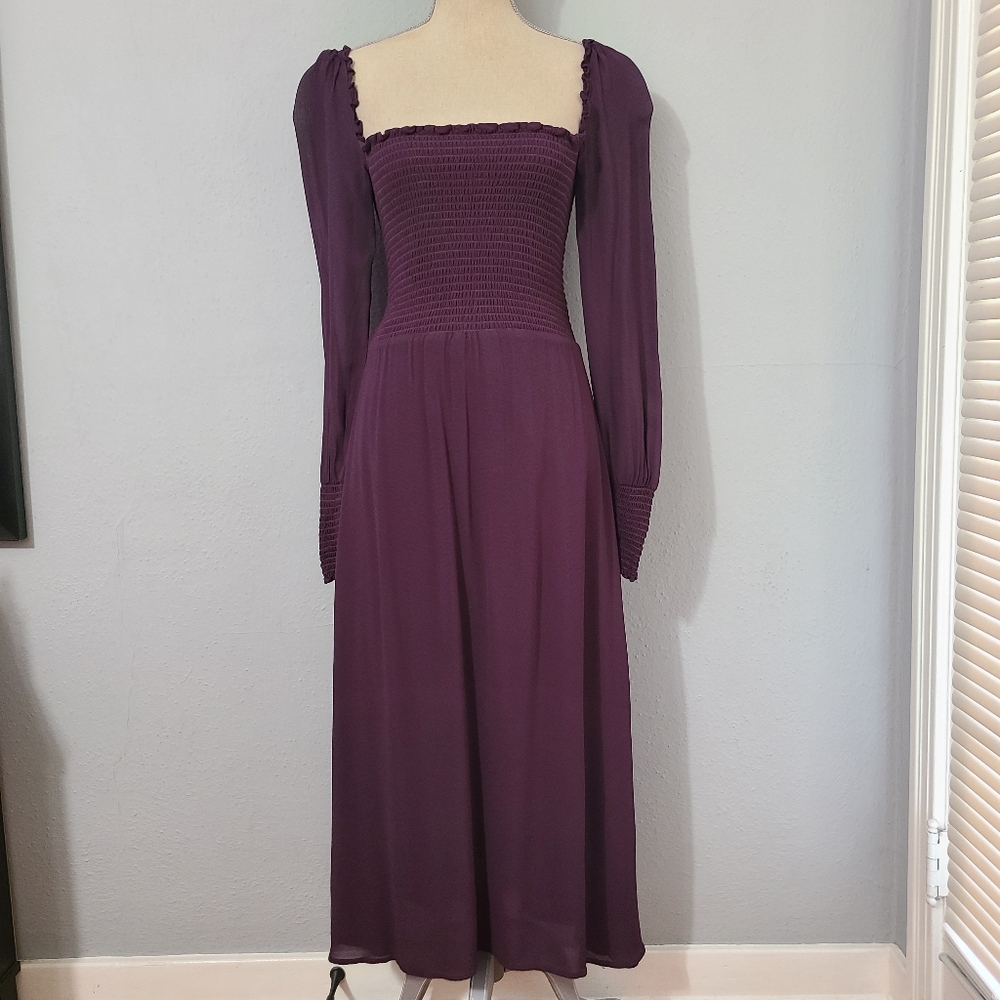 Reformation Rowan Elegant Long Sleeve Dress in Purple‎ Size XS
